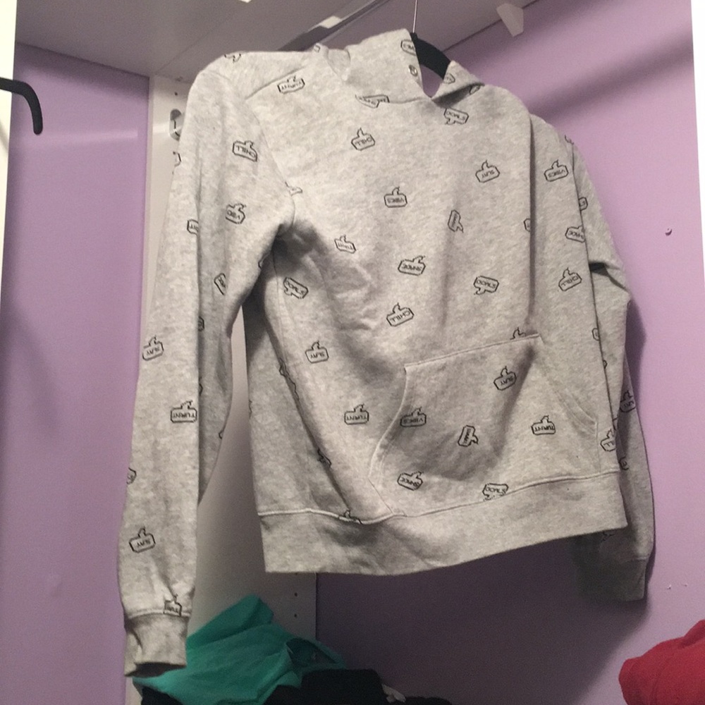 Grey Hooded Sweatshirt with Bubble Text
